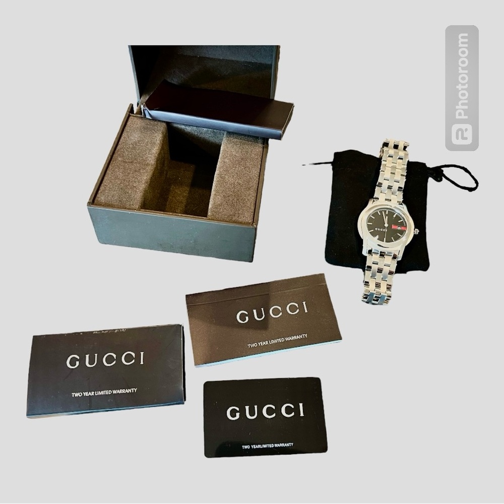 Men’s Stainless & Black Gucci 5500 XL Watch